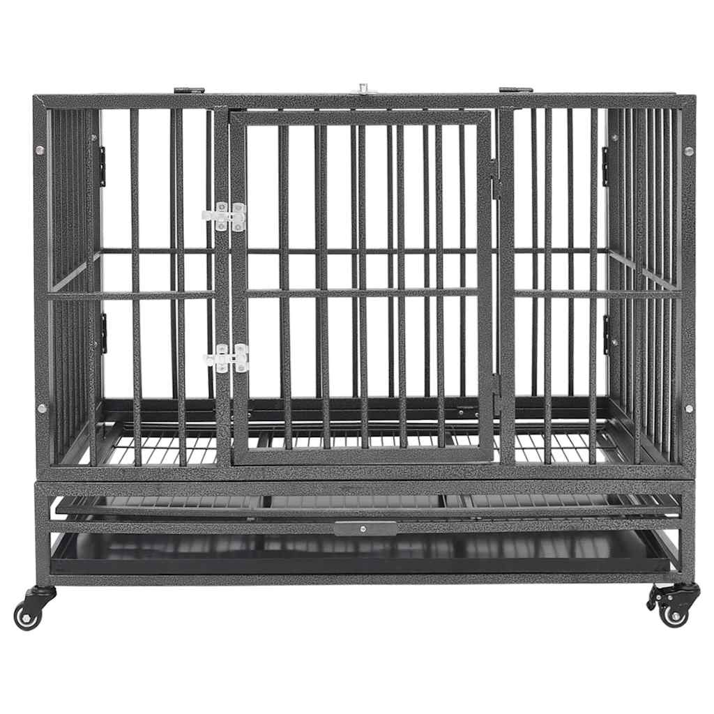 vidaXL Dog Cage | Black and Silver | Steel with silver spray painting | Large 2