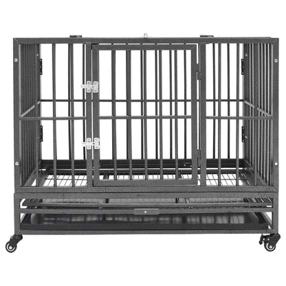 vidaXL Dog Cage | Black and Silver | Steel with silver spray painting | Large 2