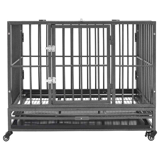 vidaXL Dog Cage | Black and Silver | Steel with silver spray painting | Large 2