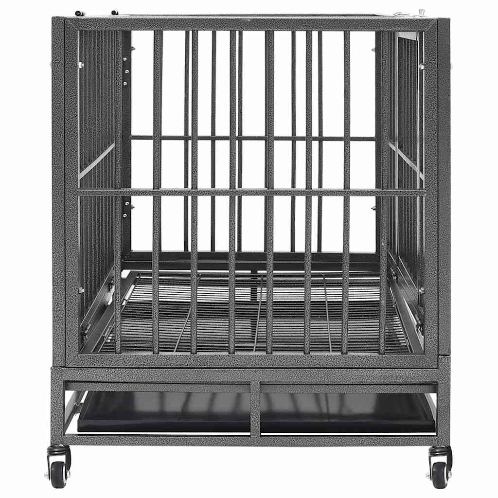 vidaXL Dog Cage | Black and Silver | Steel with silver spray painting | Large 3