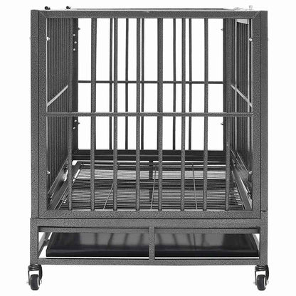 vidaXL Dog Cage | Black and Silver | Steel with silver spray painting | Large 3