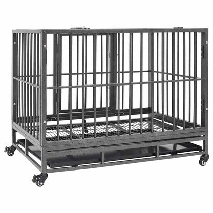 vidaXL Dog Cage | Black and Silver | Steel with silver spray painting | Large 4
