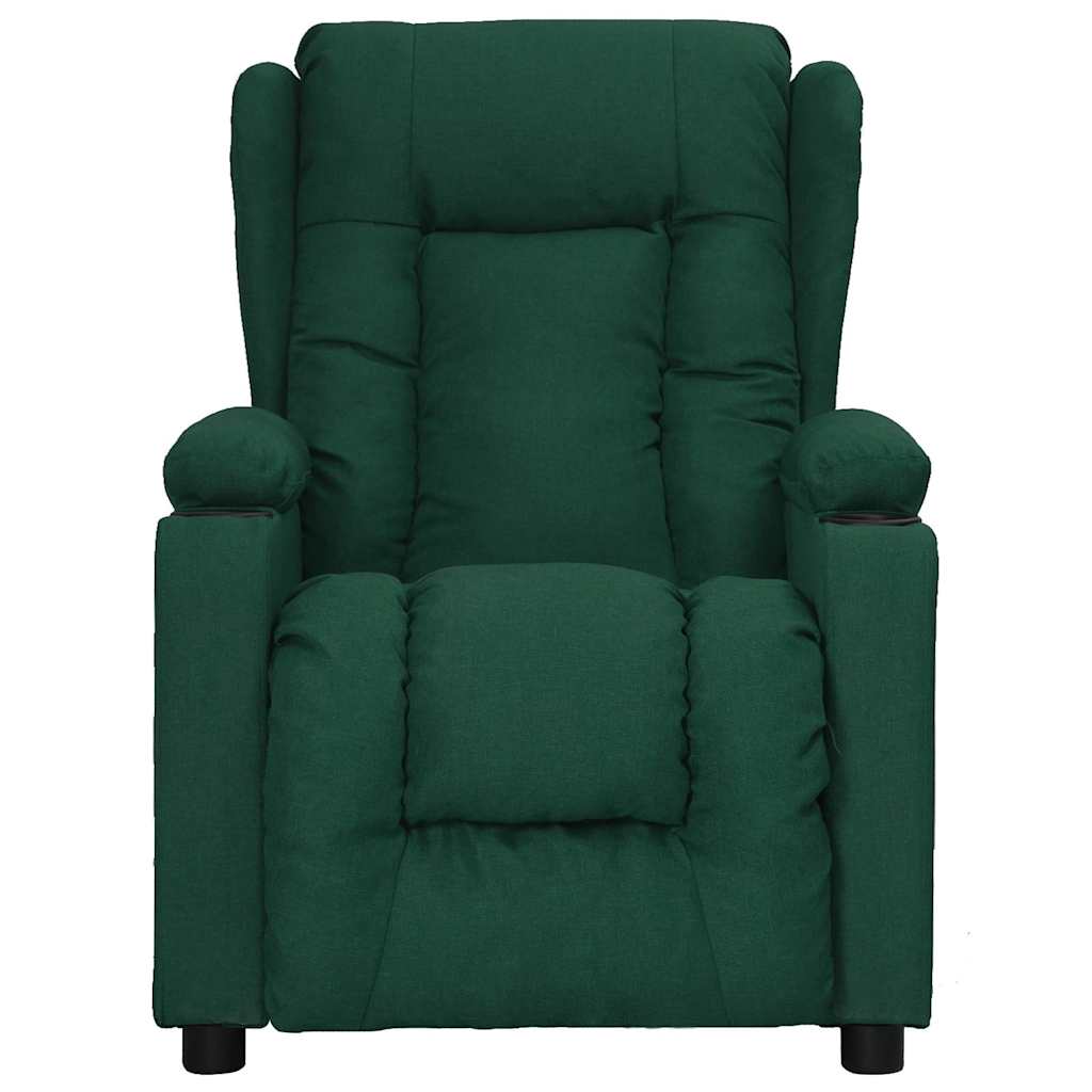 vidaXL Recliner Chair Dark Green Fabric 2
