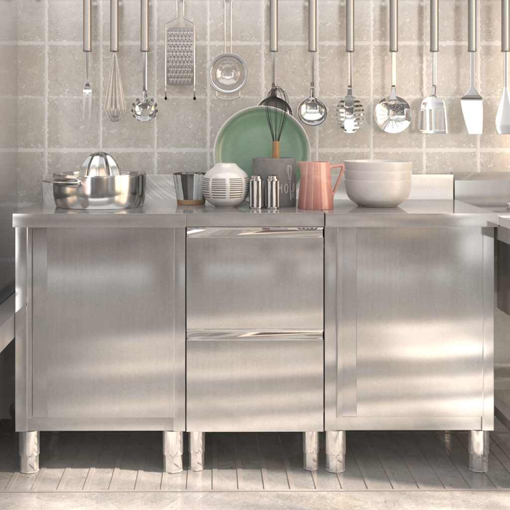 vidaXL Commercial Kitchen Cabinets Stainless Steel