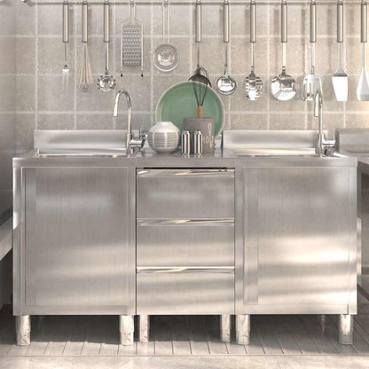 vidaXL Commercial Kitchen Cabinets Stainless Steel