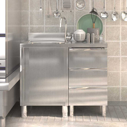 vidaXL Commercial Kitchen Cabinets Stainless Steel