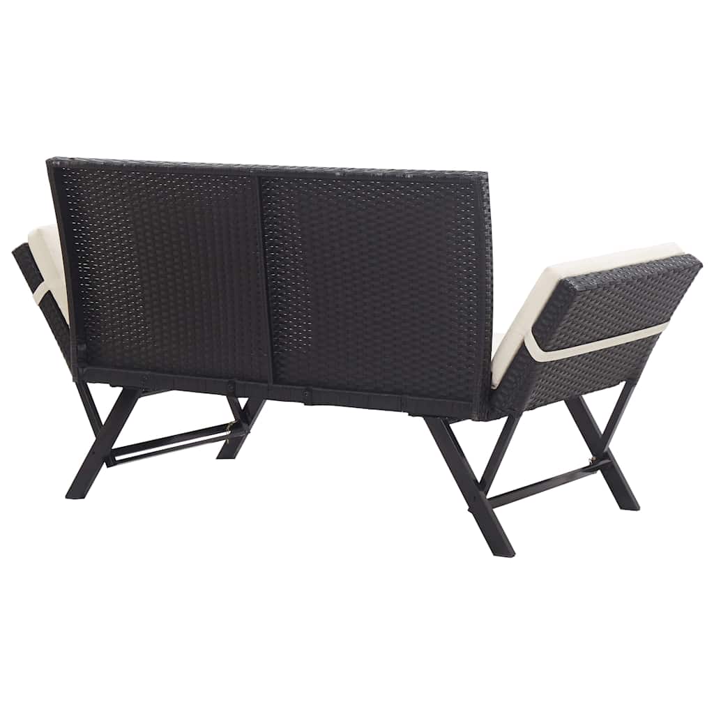 vidaXL Garden Bench with Cushions Black 176 cm Poly Rattan 5