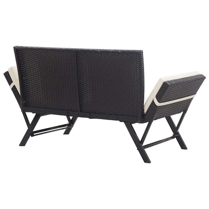 vidaXL Garden Bench with Cushions Black 176 cm Poly Rattan 5