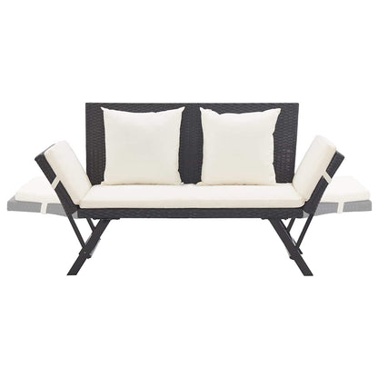 vidaXL Garden Bench with Cushions Black 176 cm Poly Rattan 6
