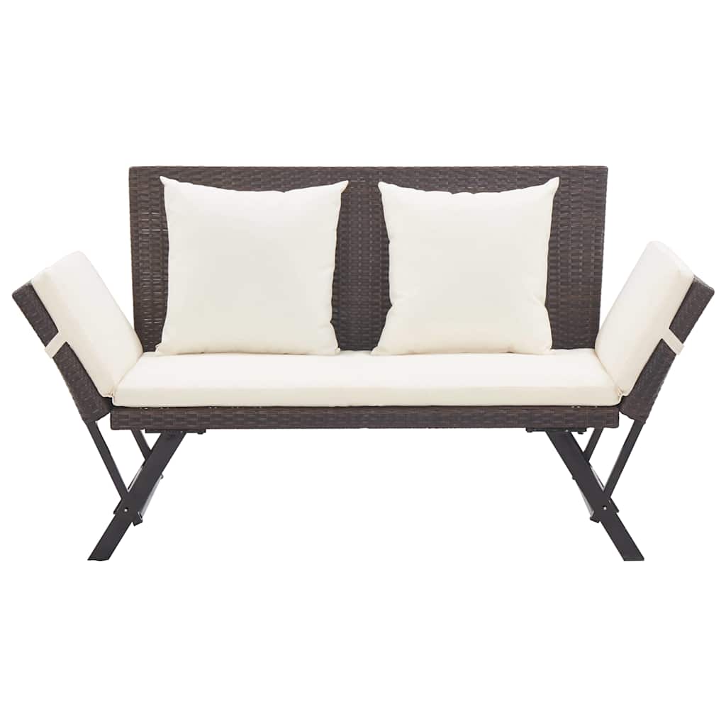 vidaXL Garden Bench with Cushions Brown 176 cm Poly Rattan 3