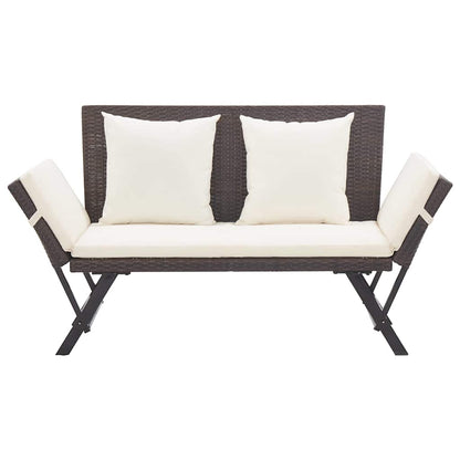 vidaXL Garden Bench with Cushions Brown 176 cm Poly Rattan 3