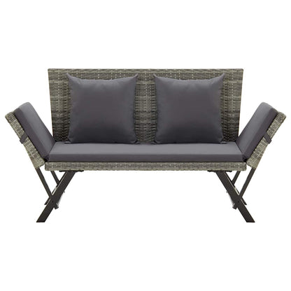 vidaXL Garden Bench with Cushions Grey 176 cm Poly Rattan 3