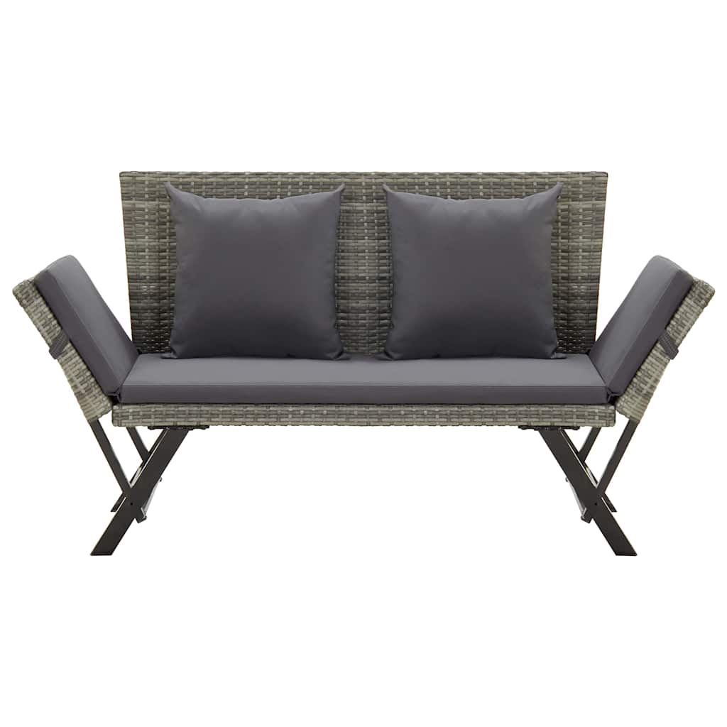 Garden Bench with Cushions 176 cm Poly Rattan Grey