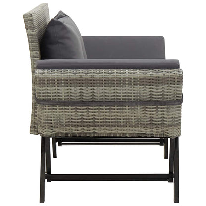 vidaXL Garden Bench with Cushions Grey 176 cm Poly Rattan 4