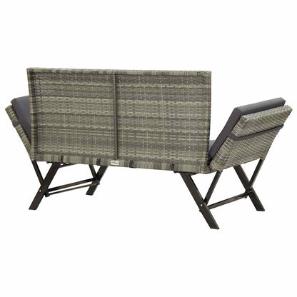 vidaXL Garden Bench with Cushions Grey 176 cm Poly Rattan 5