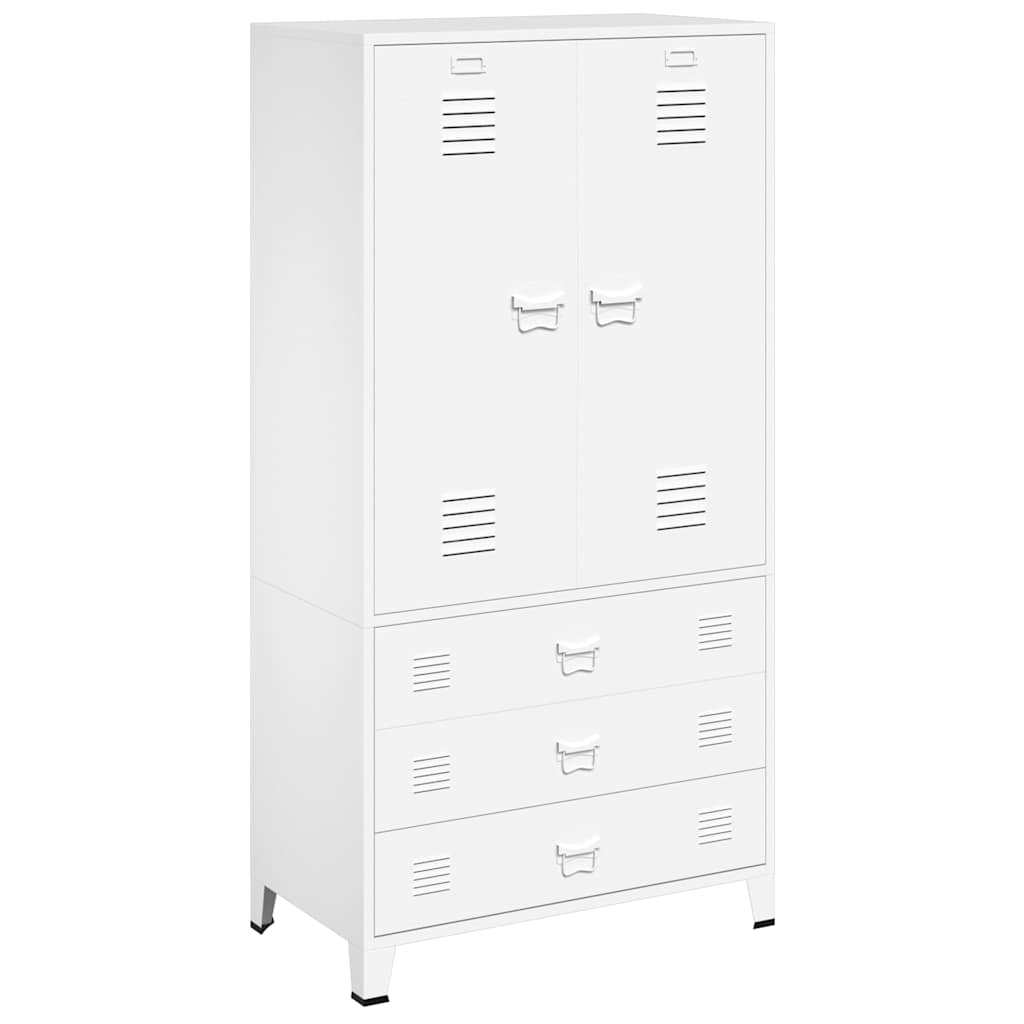 339614 vidaXL Industrial Wardrobe White 90x50x180 cm Metal 2