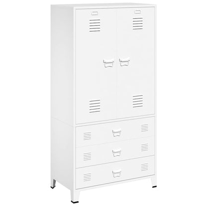 339614 vidaXL Industrial Wardrobe White 90x50x180 cm Metal 2