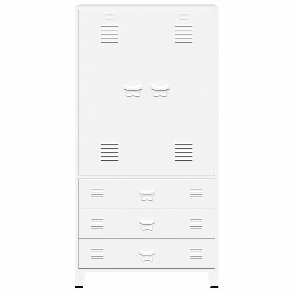 339614 vidaXL Industrial Wardrobe White 90x50x180 cm Metal 4