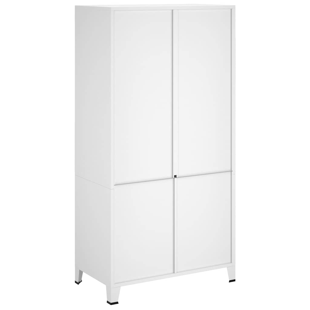 339614 vidaXL Industrial Wardrobe White 90x50x180 cm Metal 3