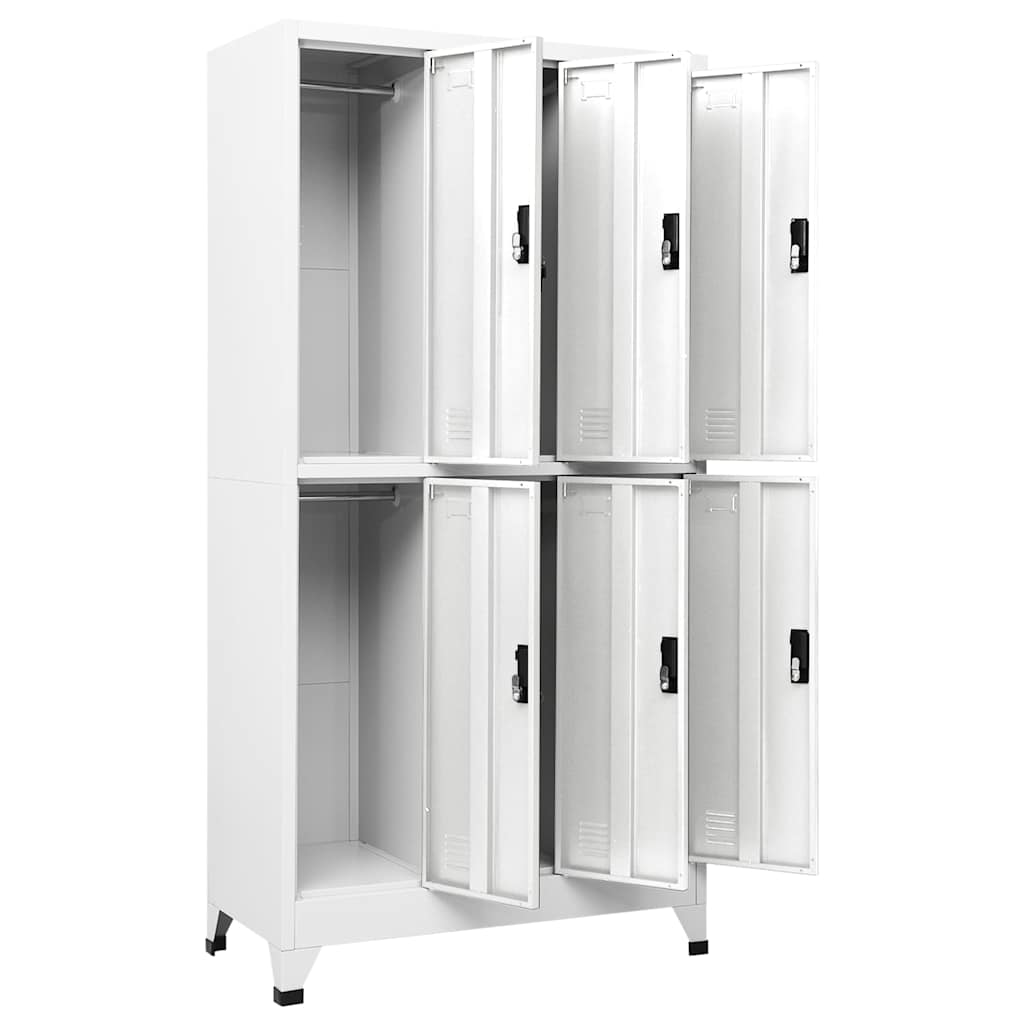 vidaXL Locker Cabinet White 90x45x180 cm Steel 3