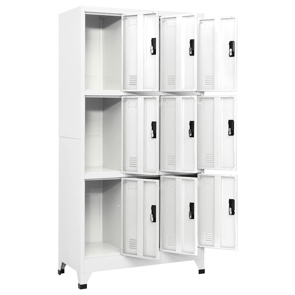 vidaXL Locker Cabinet White 90x45x180 cm Steel 3