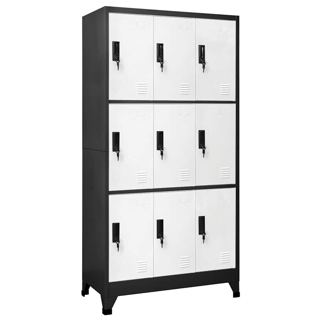 vidaXL Locker Cabinet Anthracite and White 90x45x180 cm Steel 1