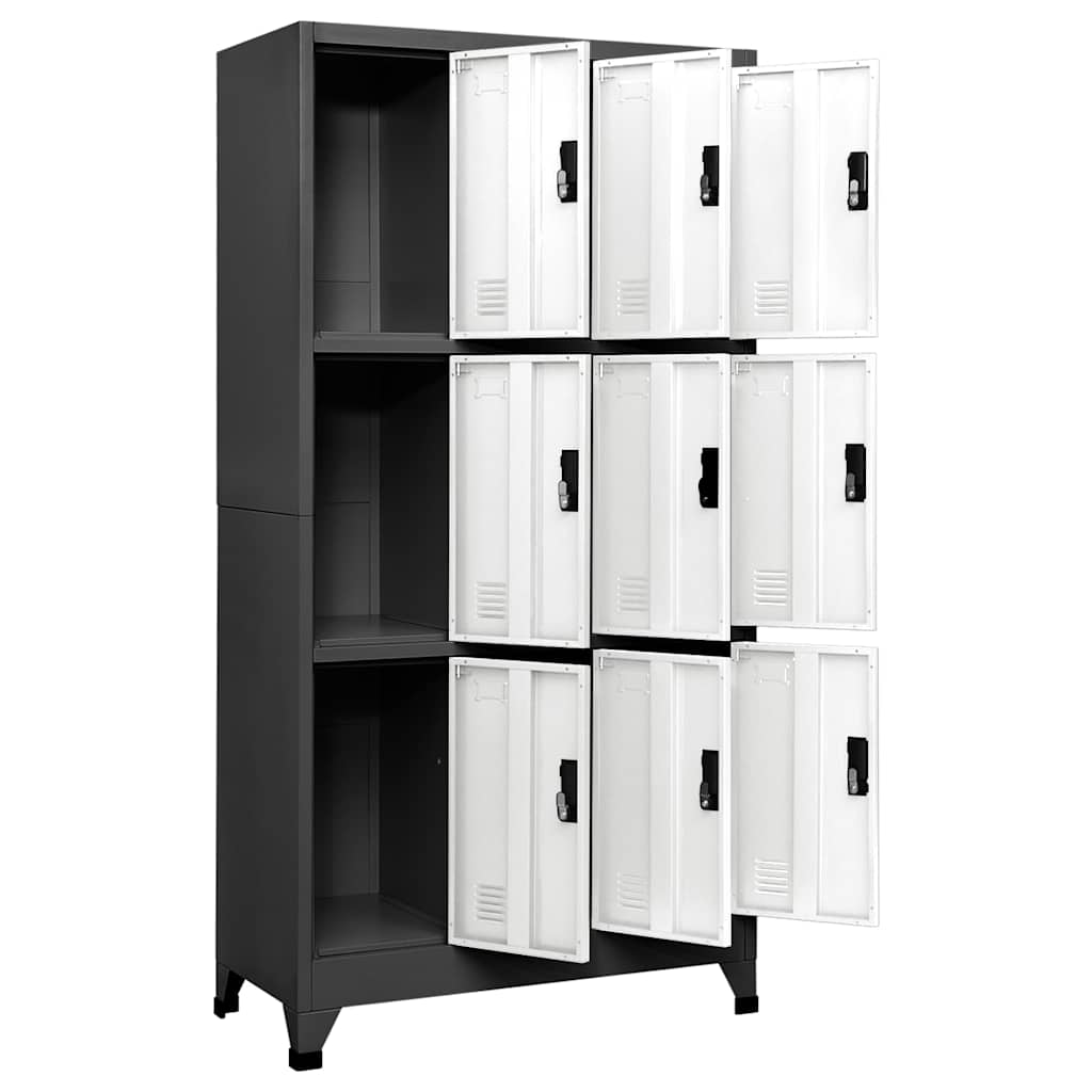 vidaXL Locker Cabinet Anthracite and White 90x45x180 cm Steel 3