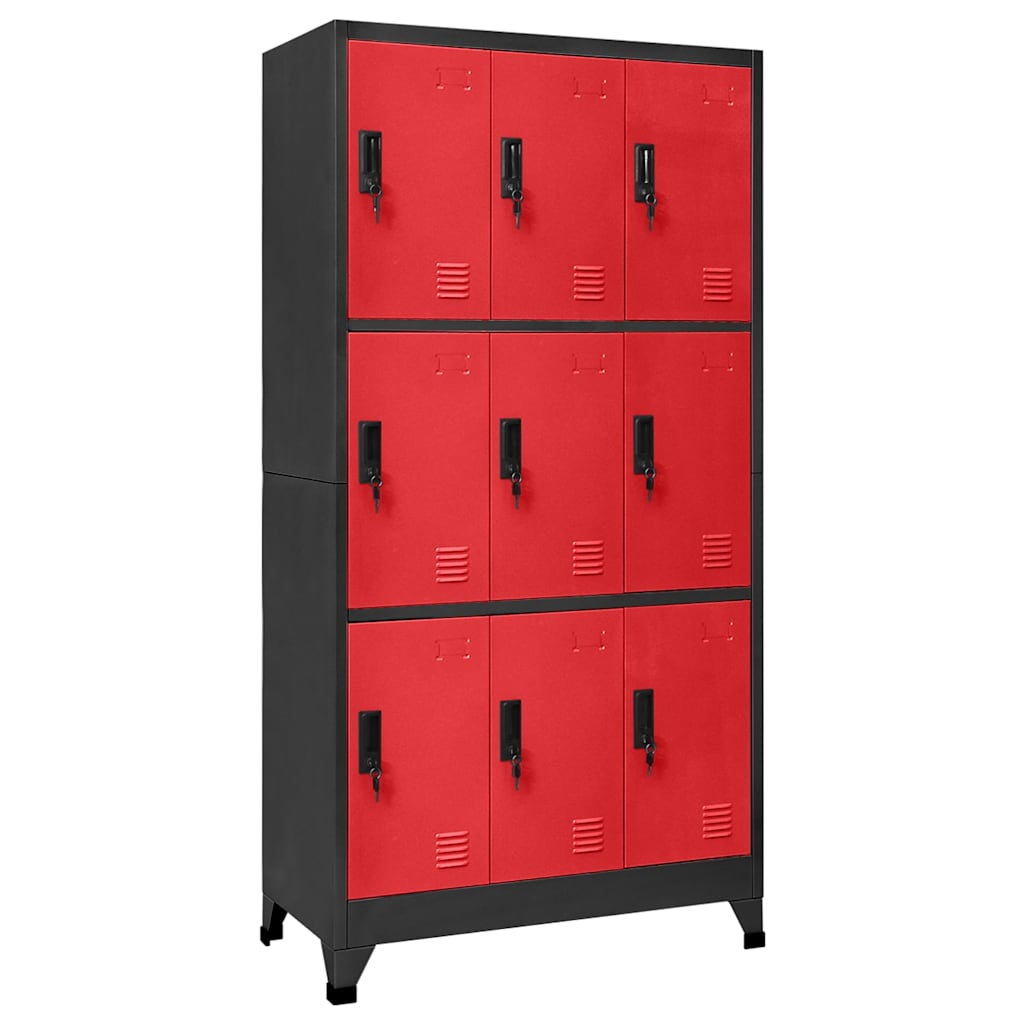 vidaXL Locker Cabinet Anthracite and Red 90x45x180 cm Steel 1