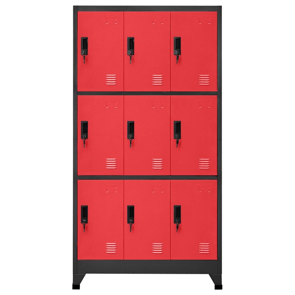 vidaXL Locker Cabinet Anthracite and Red 90x45x180 cm Steel 2