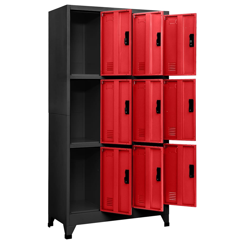 vidaXL Locker Cabinet Anthracite and Red 90x45x180 cm Steel 3