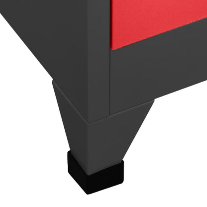 vidaXL Locker Cabinet Anthracite and Red 90x45x180 cm Steel 6