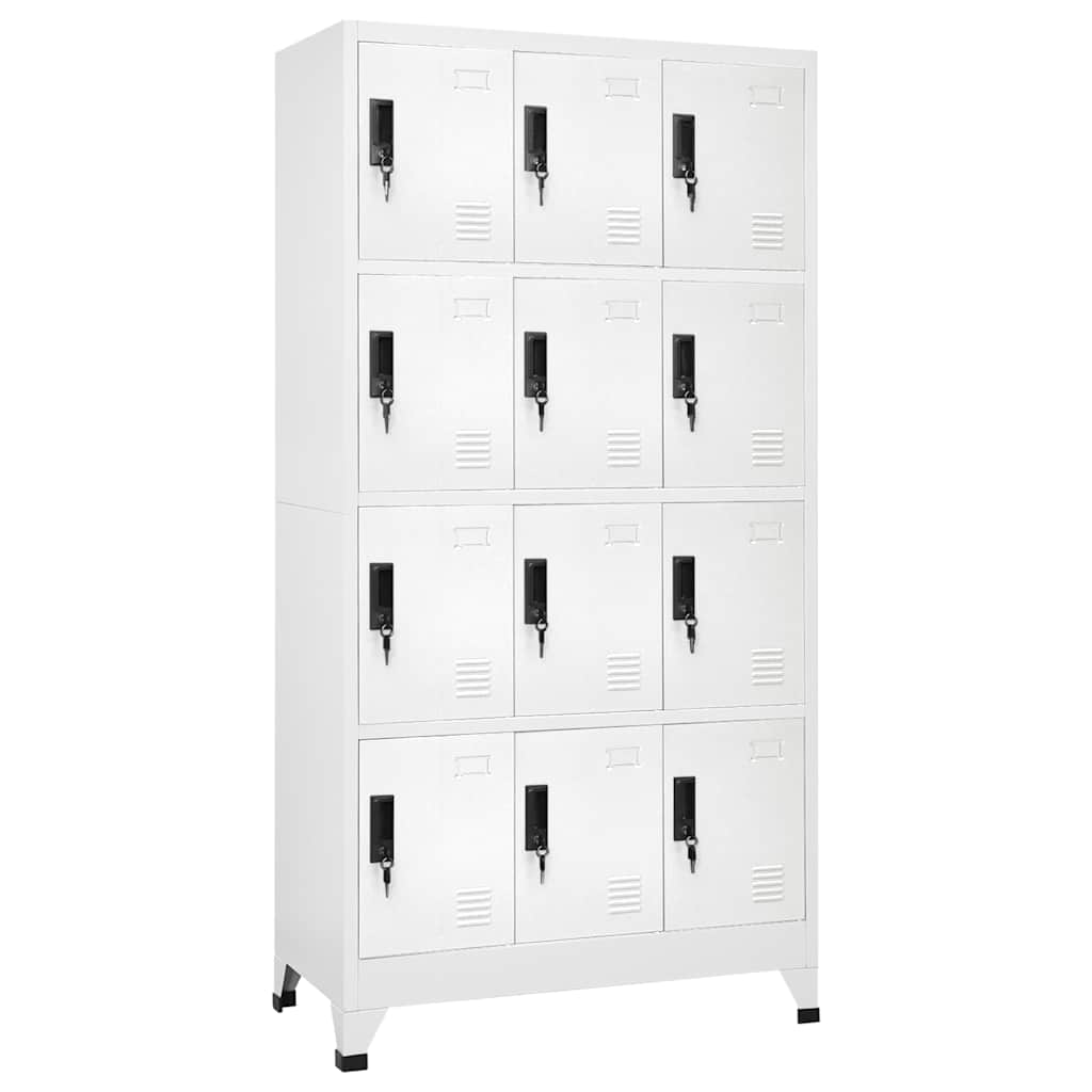 vidaXL Locker Cabinet White 90x45x180 cm Steel 1