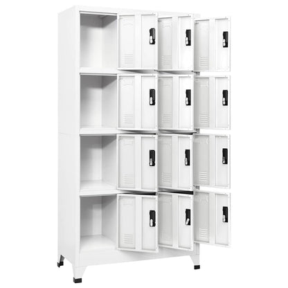 Locker Cabinet 90x45x180 cm Steel With 12 lockers White