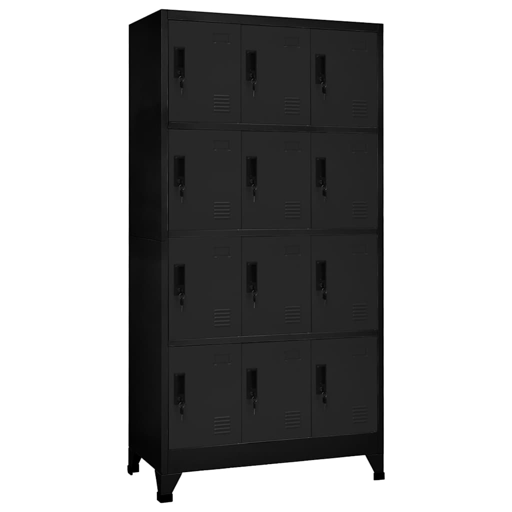 vidaXL Locker Cabinet Black 90x45x180 cm Steel 1