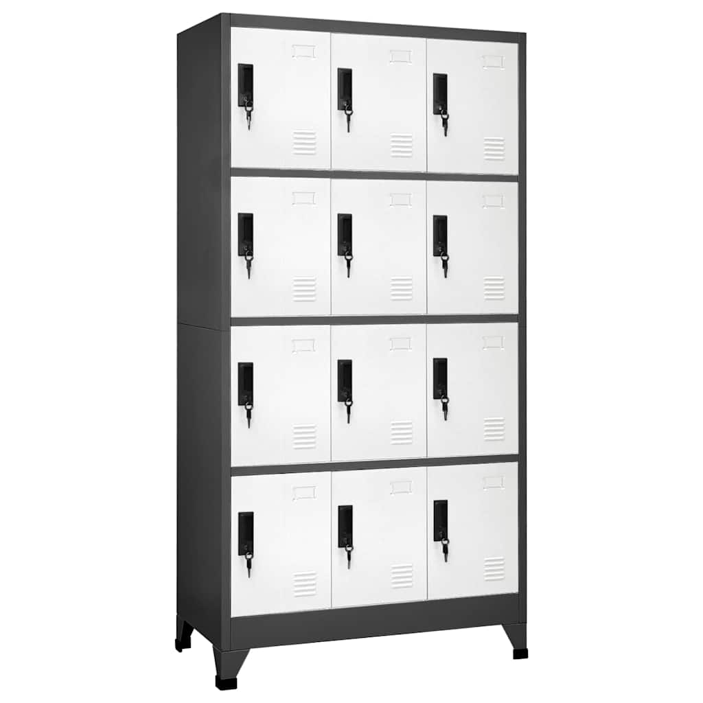 vidaXL Locker Cabinet Anthracite and White 90x45x180 cm Steel 1