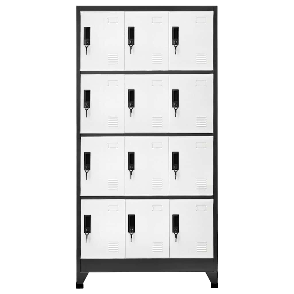 vidaXL Locker Cabinet Anthracite and White 90x45x180 cm Steel 2