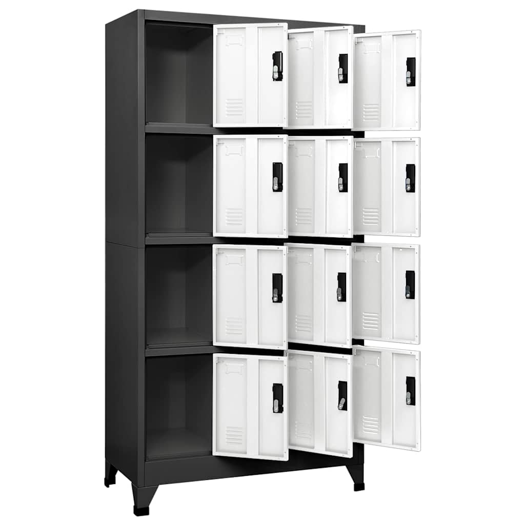 vidaXL Locker Cabinet Anthracite and White 90x45x180 cm Steel 3