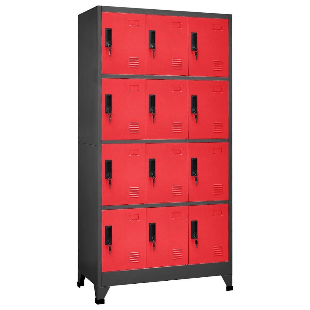 vidaXL Locker Cabinet Anthracite and Red 90x45x180 cm Steel 1