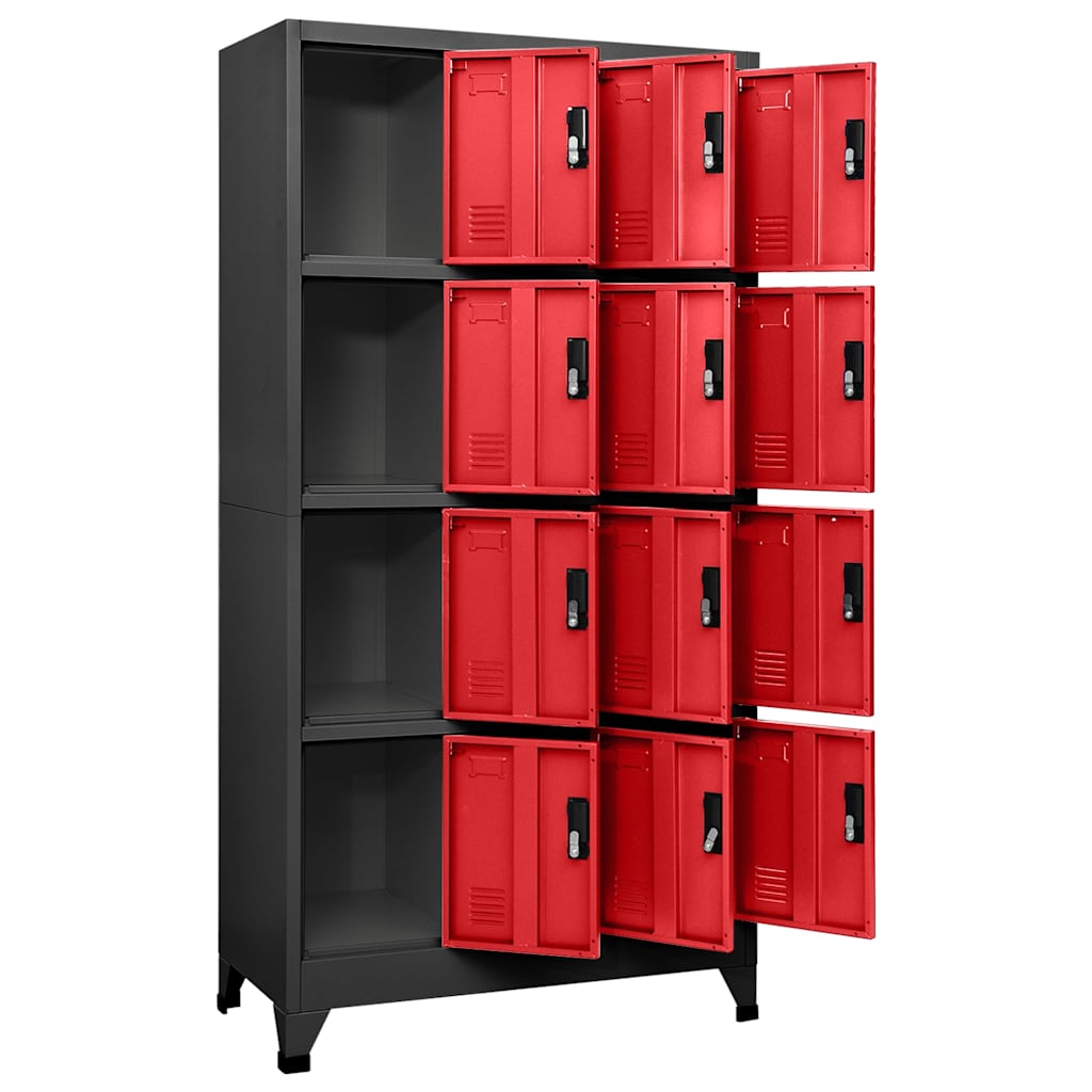 vidaXL Locker Cabinet Anthracite and Red 90x45x180 cm Steel 3
