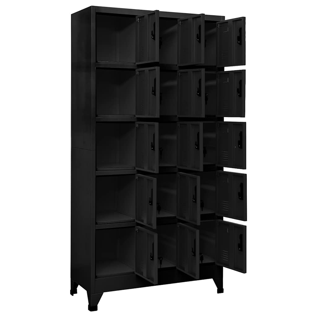 vidaXL Locker Cabinet Black 90x40x180 cm Steel 3