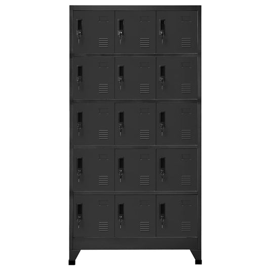 Locker Cabinet 90x40x180 cm Steel With 15 lockers Anthracite