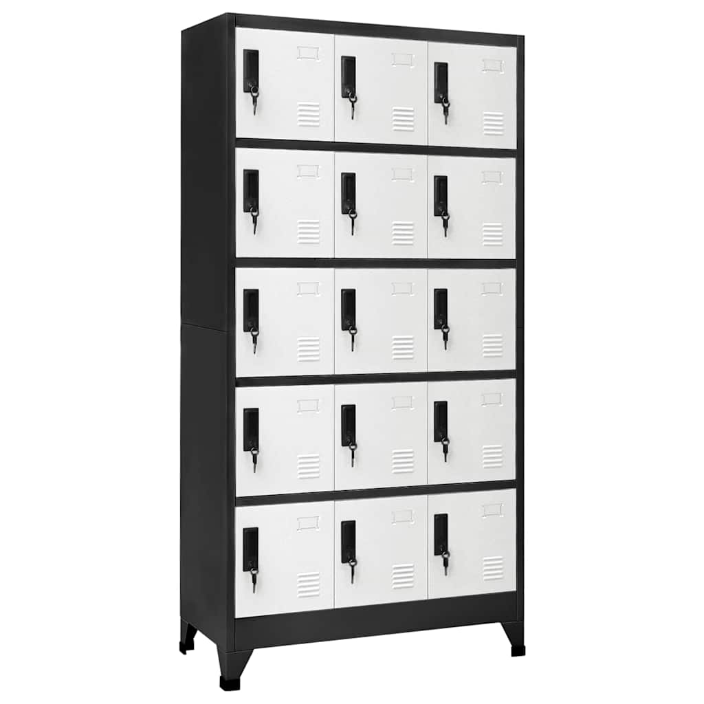 vidaXL Locker Cabinet Anthracite and White 90x40x180 cm Steel 1