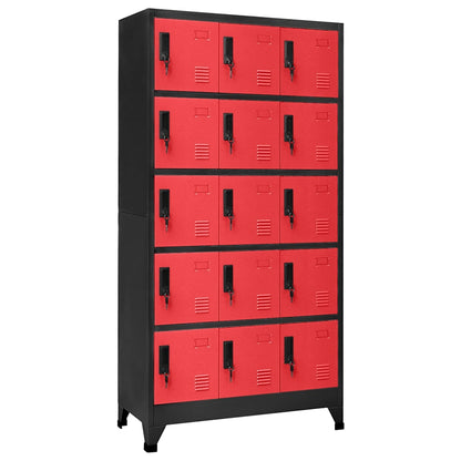 vidaXL Locker Cabinet Anthracite and Red 90x40x180 cm Steel 1
