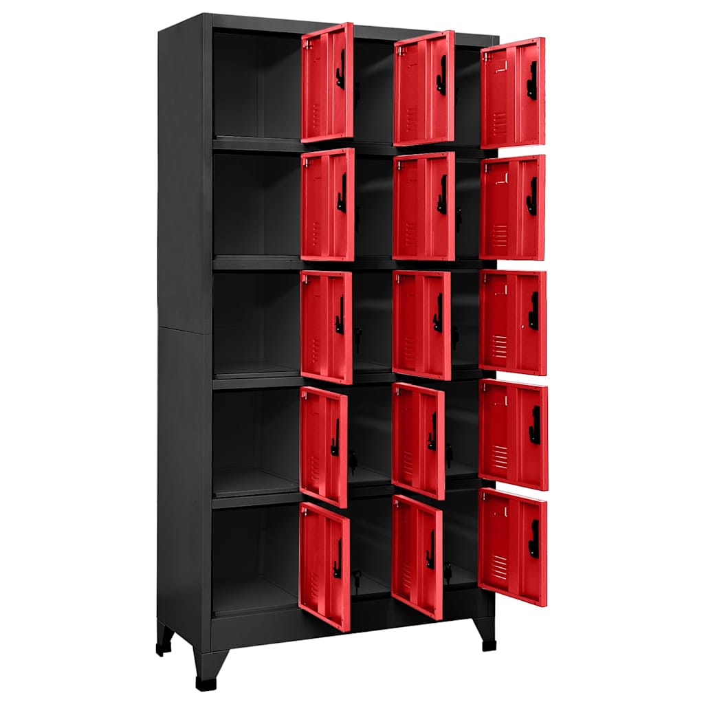 vidaXL Locker Cabinet Anthracite and Red 90x40x180 cm Steel 3