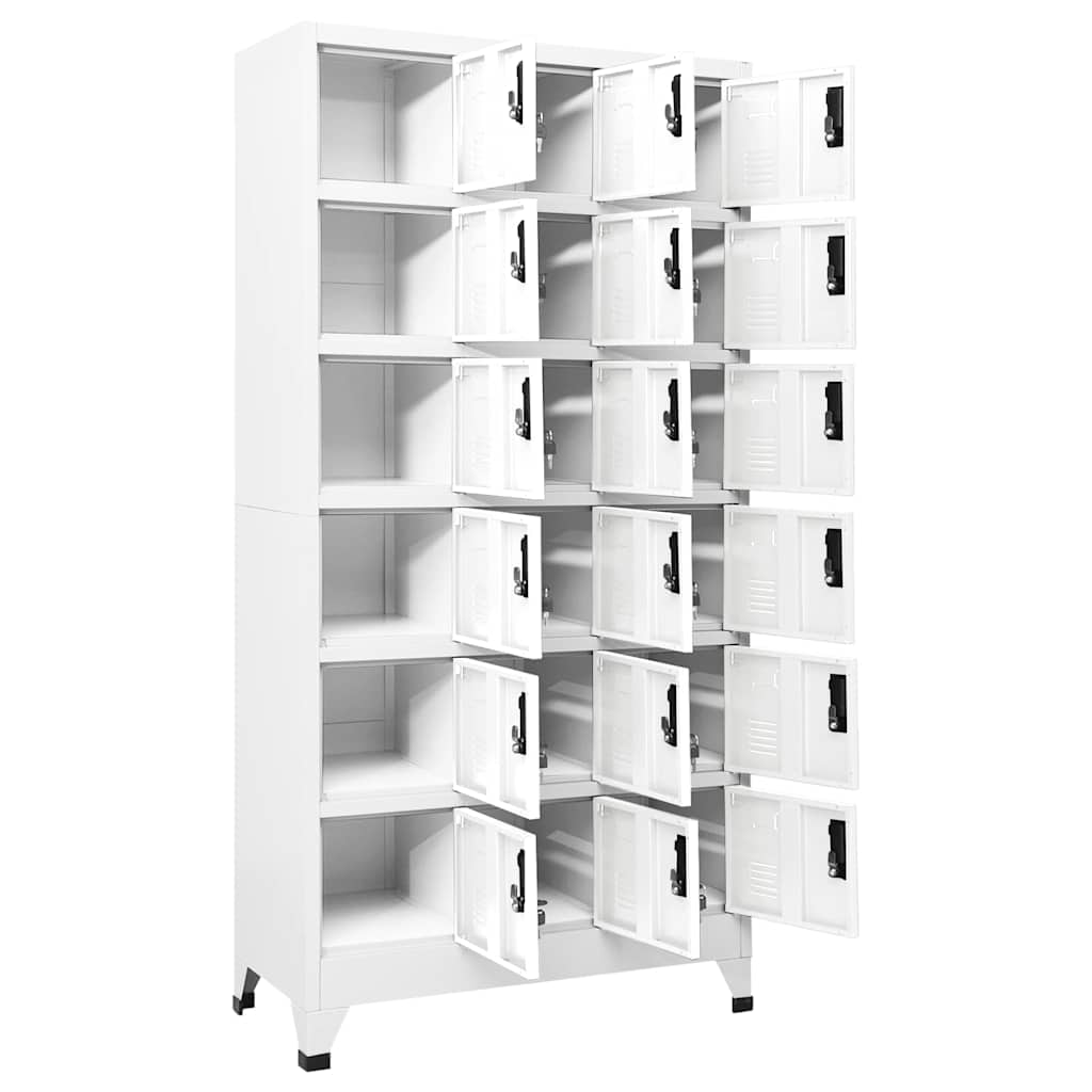 vidaXL Locker Cabinet White 90x40x180 cm Steel 3