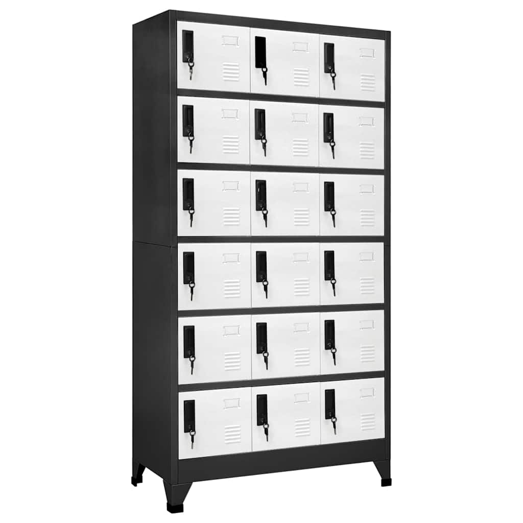 vidaXL Locker Cabinet Anthracite and White 90x40x180 cm Steel 1