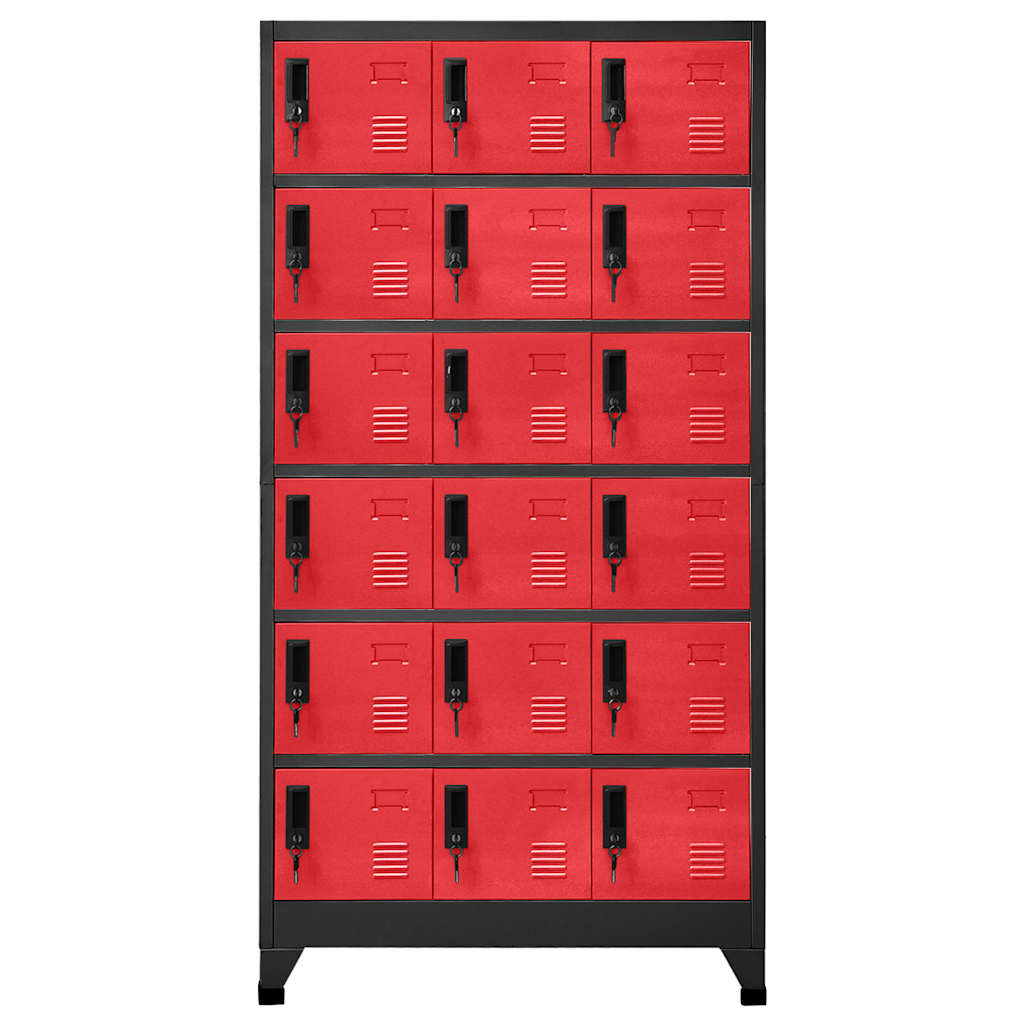 vidaXL Locker Cabinet Anthracite and Red 90x40x180 cm Steel 2