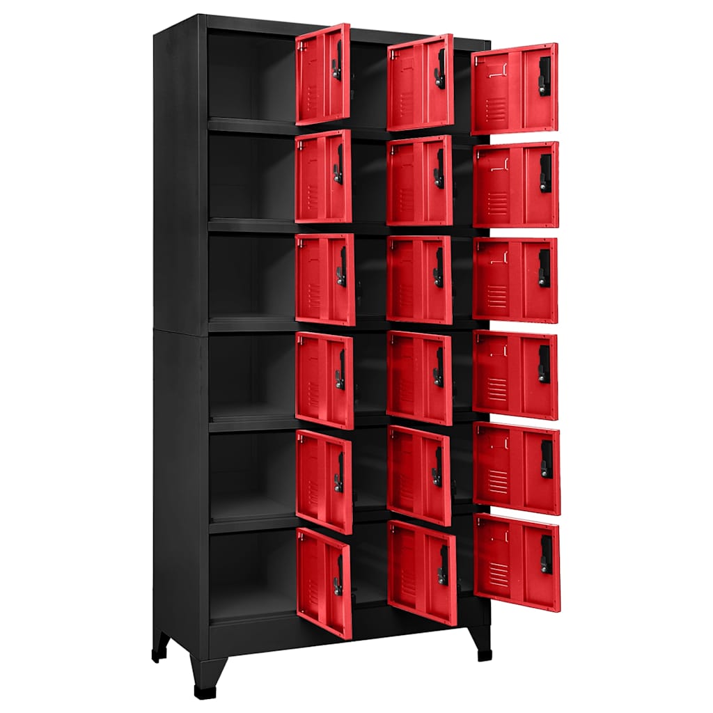 vidaXL Locker Cabinet Anthracite and Red 90x40x180 cm Steel 3