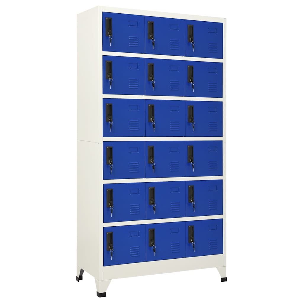 vidaXL Locker Cabinet Grey and Blue 90x40x180 cm Steel 1