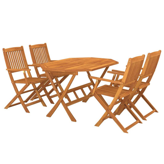 5 Piece Garden Dining Set Solid Acacia Wood With armrest